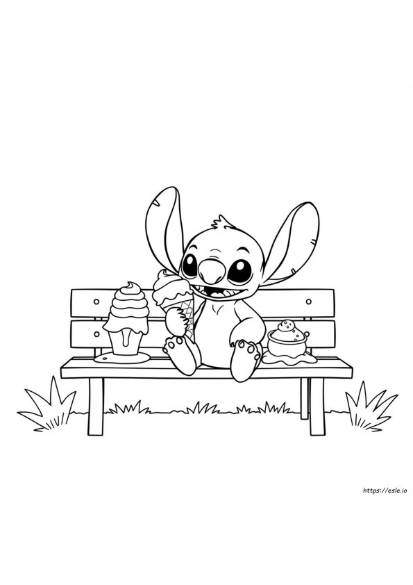 Stitch With Ice Cream Coloring Pages