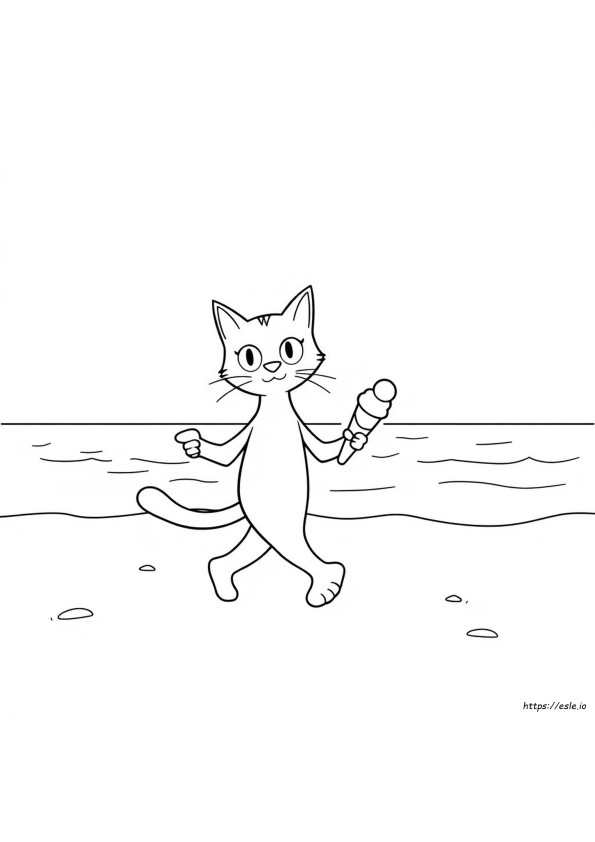 Pete The Cat At The Beach Coloring Page