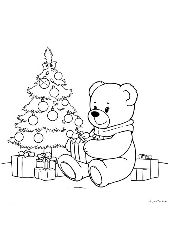 クリスマス 塗り絵 テディベア
