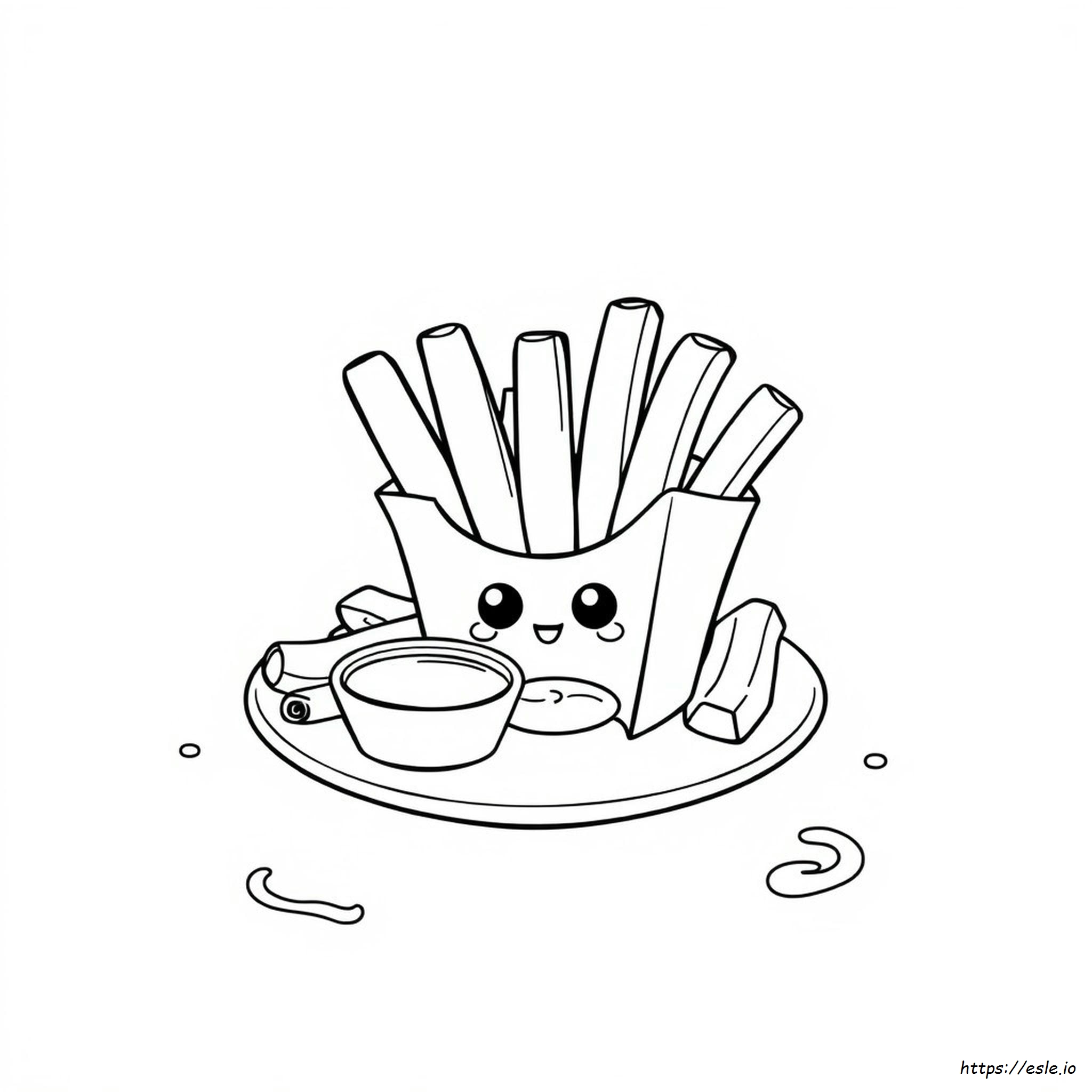 Patatine Fritte Kawaii Da Colorare