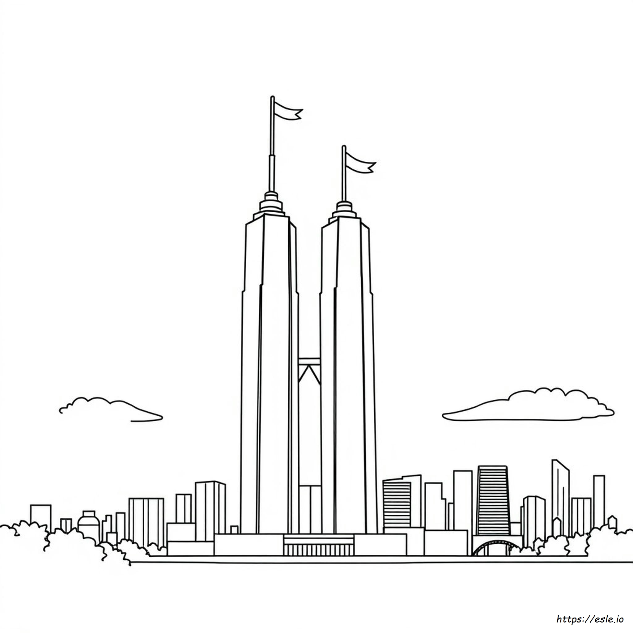 Printable Twin Towers Coloring Pages