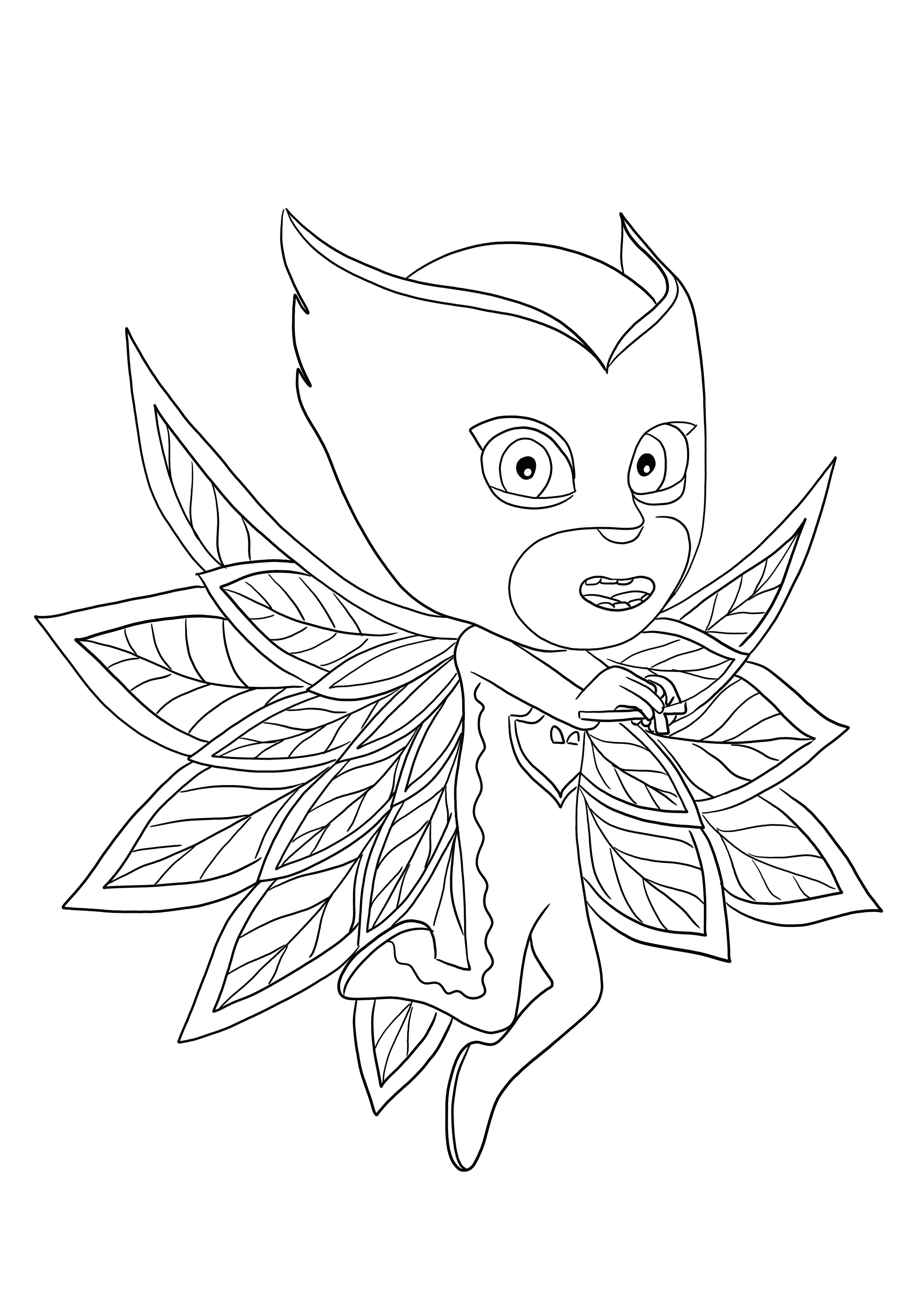 Bentuk Owlette PJ Masks mendapatkan kekuatannya jika dicetak dan diwarnai secara gratis
