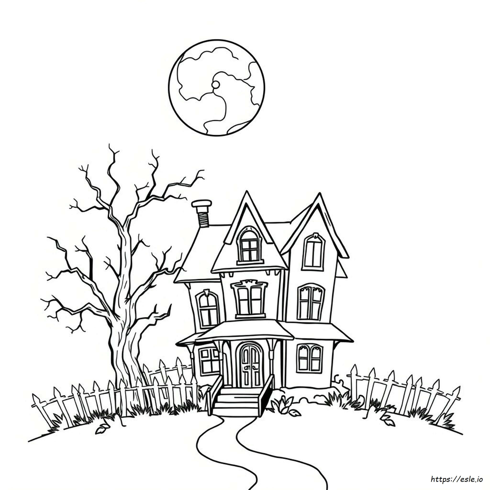 Haunted House Colouring In