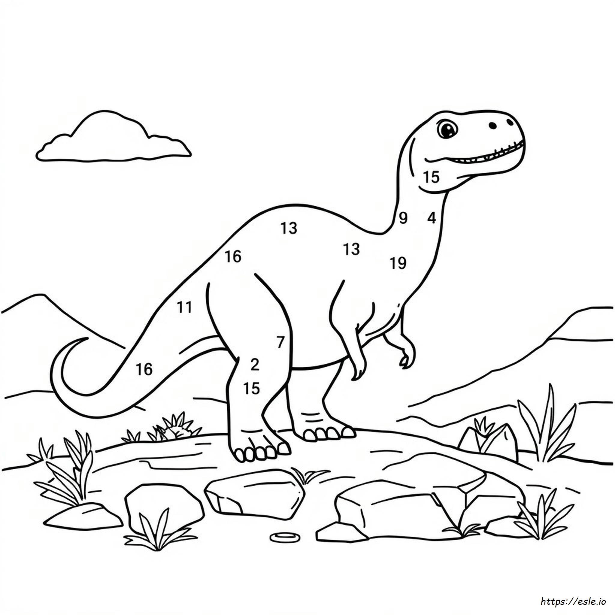 Dinosaurus Mewarnai Dengan Angka
