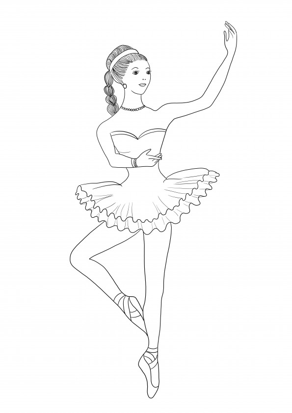 Ballerina gratis om in te kleuren en blad voor kinderen te downloaden