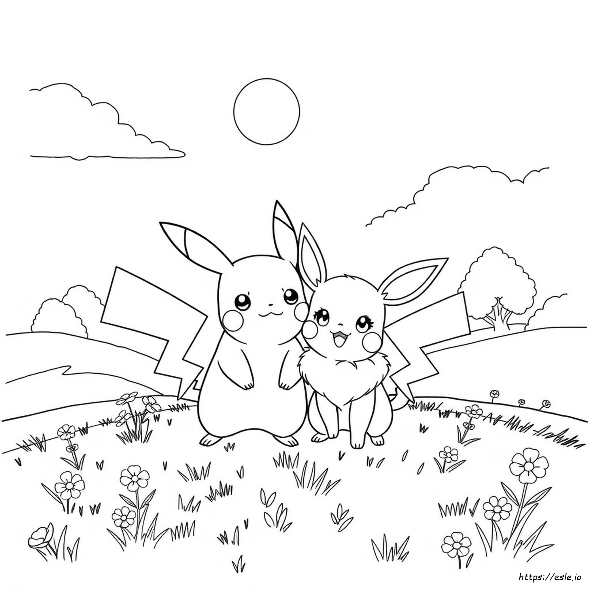 Pokemon Coloring Pages Pikachu And Eevee