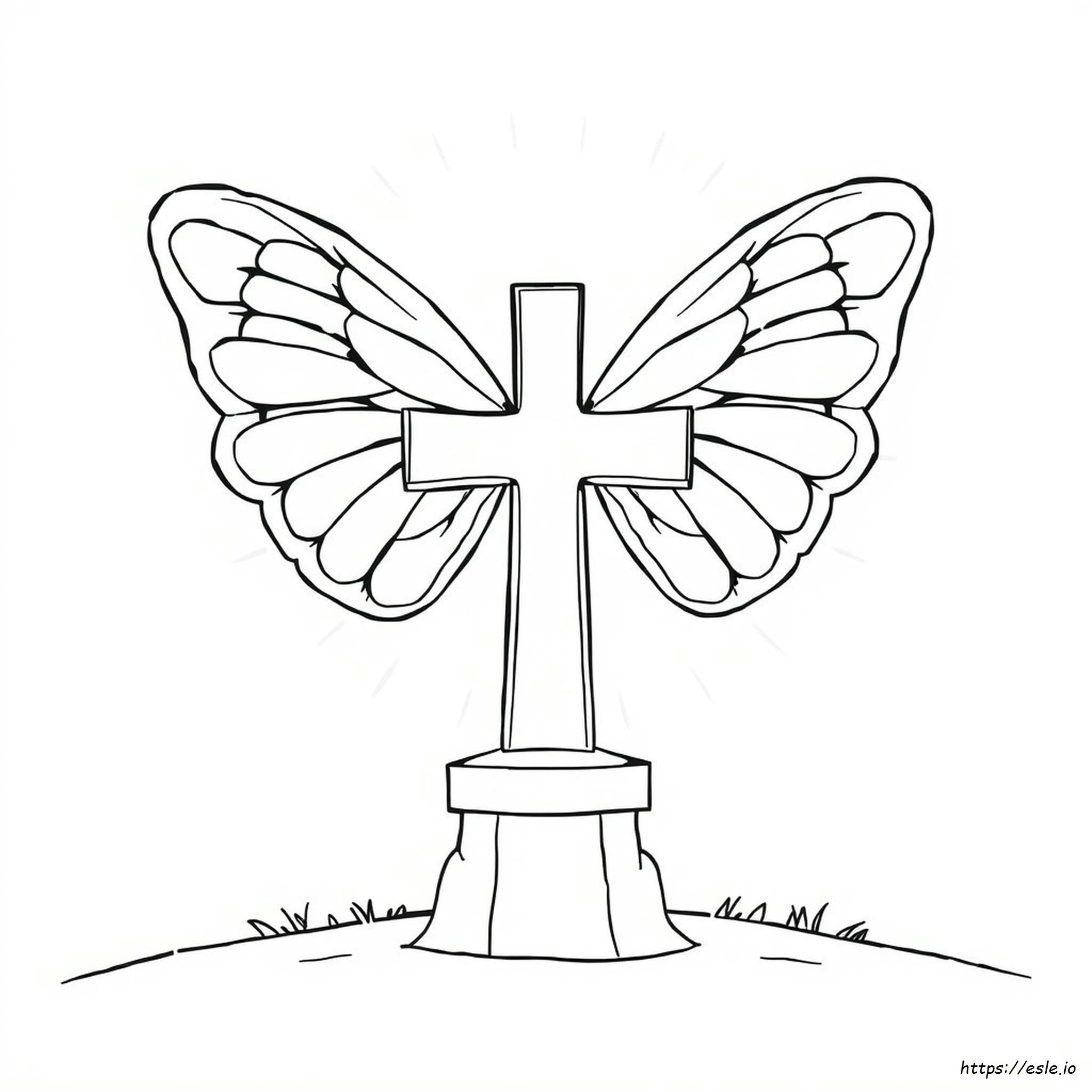 Coloring Pages Cross With Wings