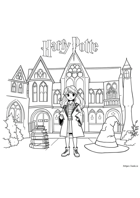 Hermione Hogwarts Coloring Page