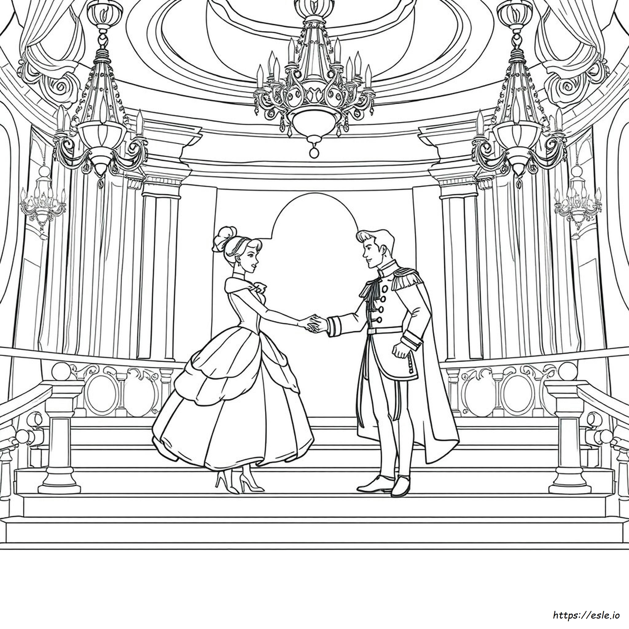 Cinderella And Prince Charming Coloring Pages