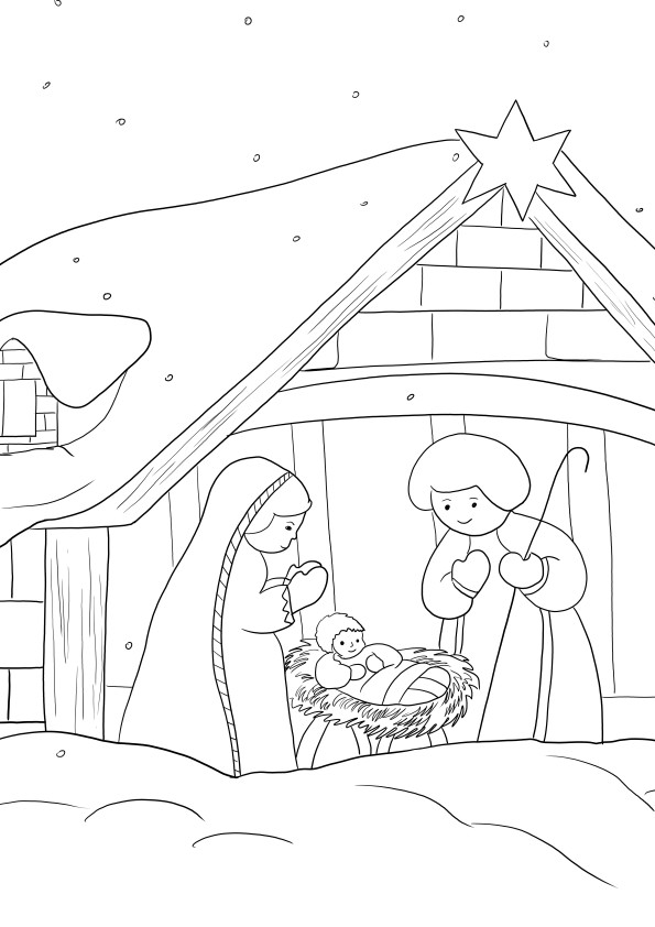 Nativity story simple coloring sheet free to print or download
