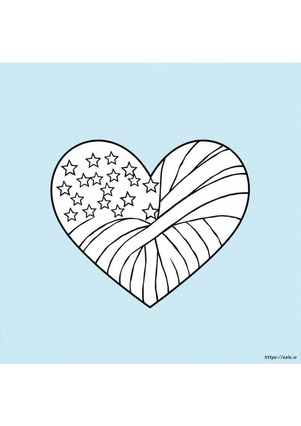 Coloriage Drapeau Américain En Forme De Cœur