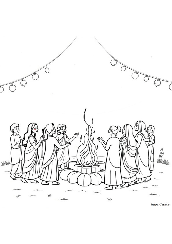 Festival Tekening Gemakkelijke Gelukkige Lohri Kleurplaten