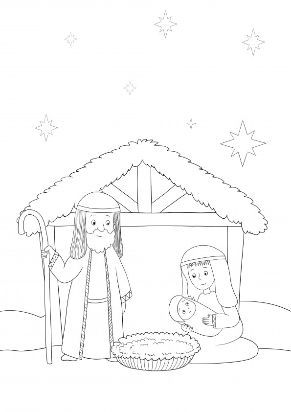 Povestea Nașterii Domnului pentru imprimare sau descărcare gratuită și colorată pentru copii