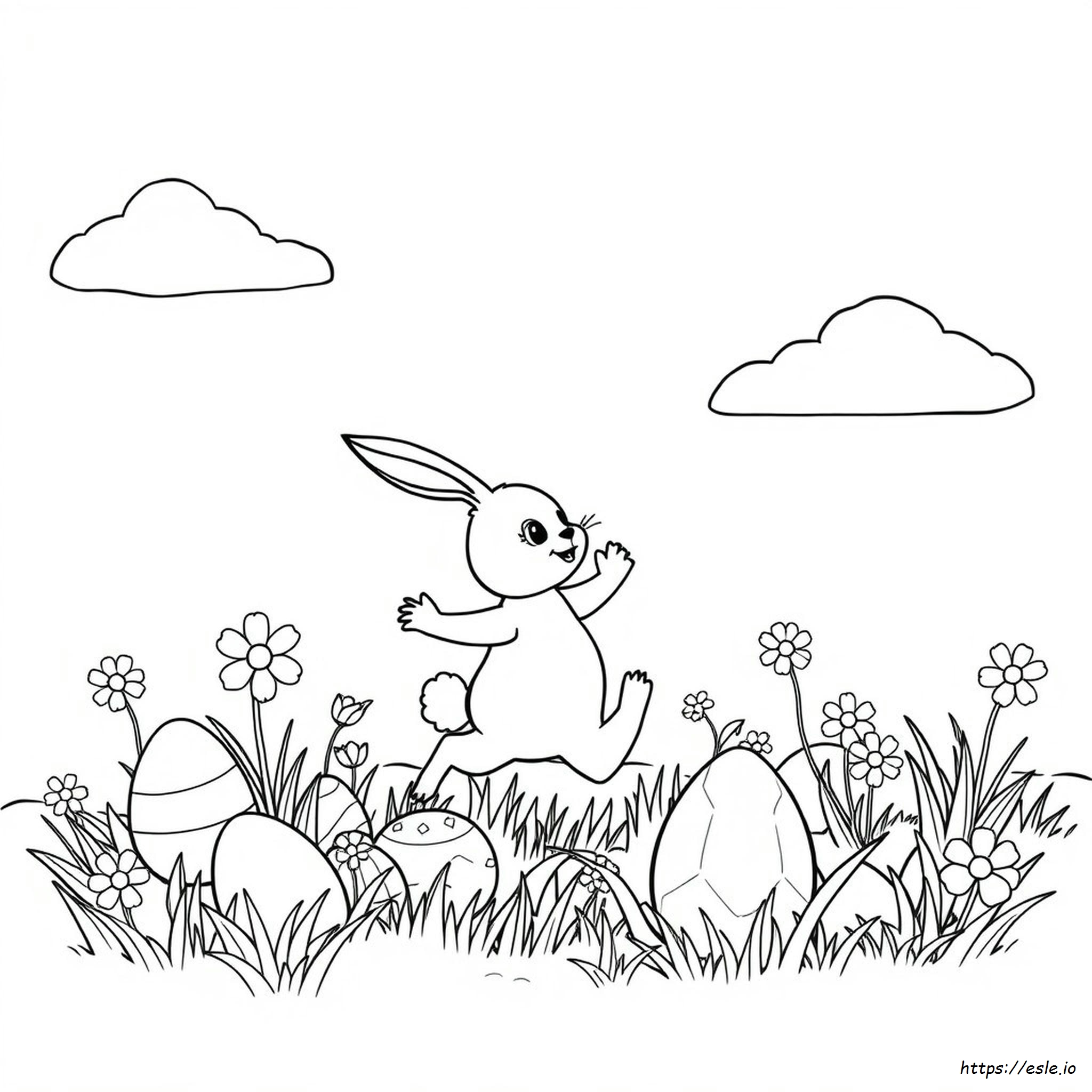 Easter Bunny and Carrots Coloring