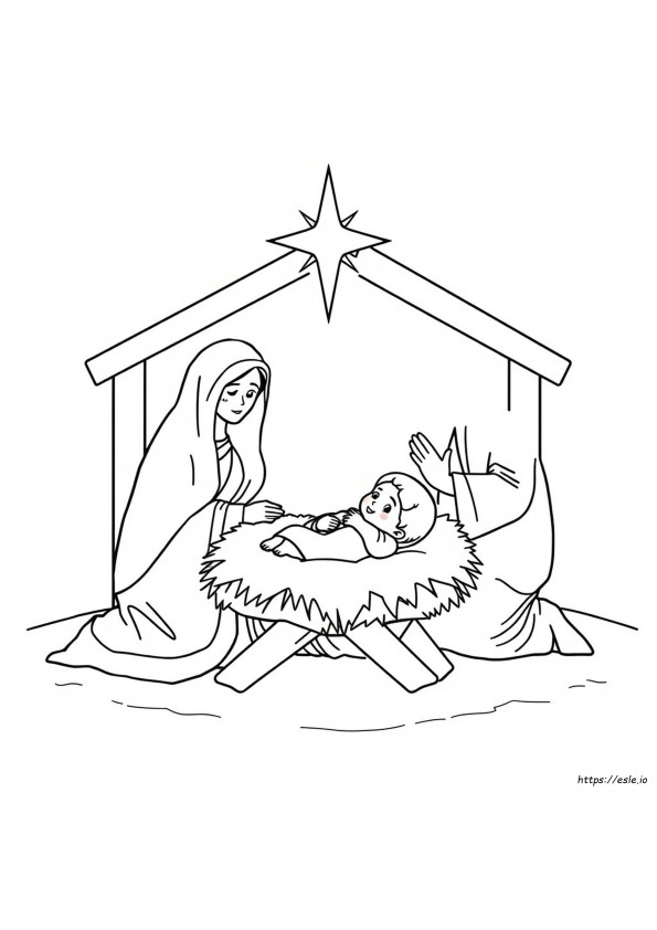Baby Jesus Manger Coloring Page