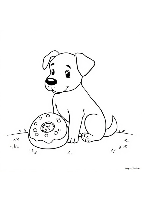 Hond Met Donut Kleurplaat