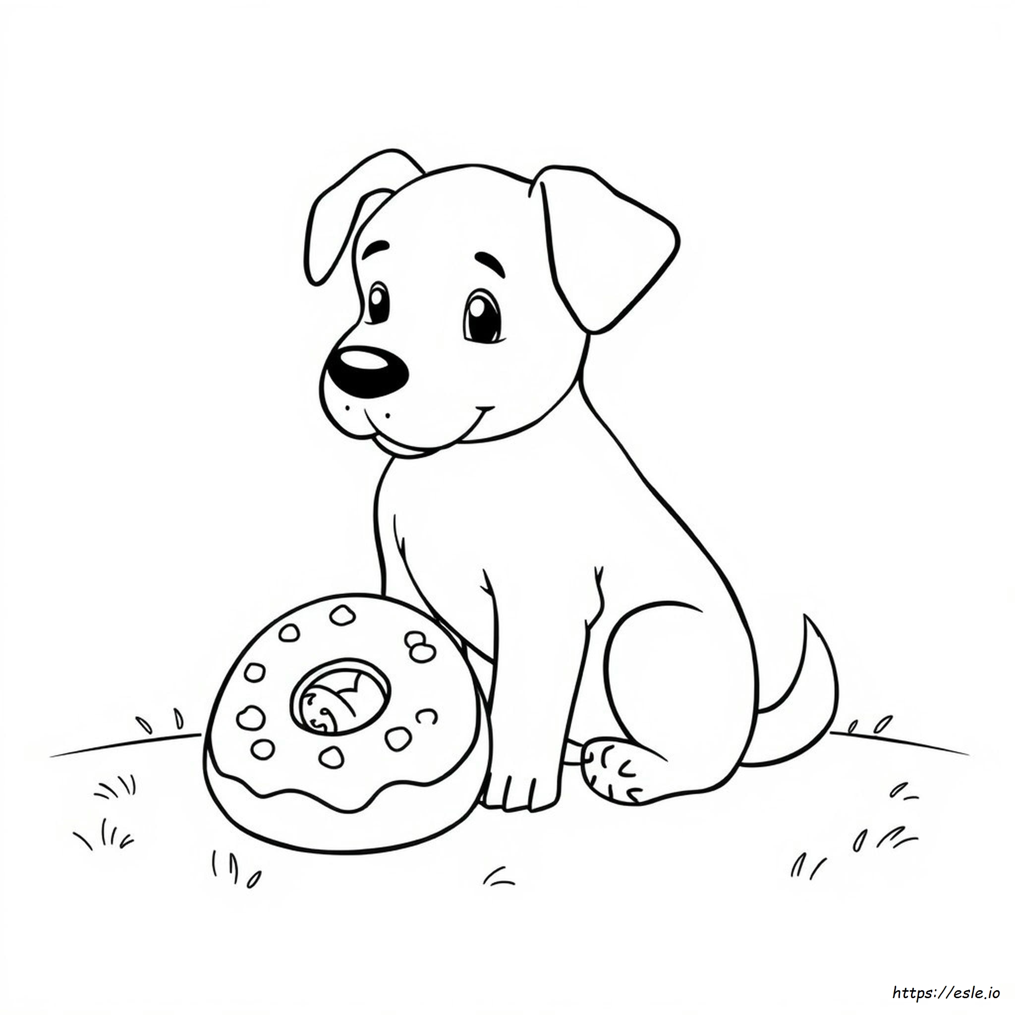Dog With Donut Coloring Page