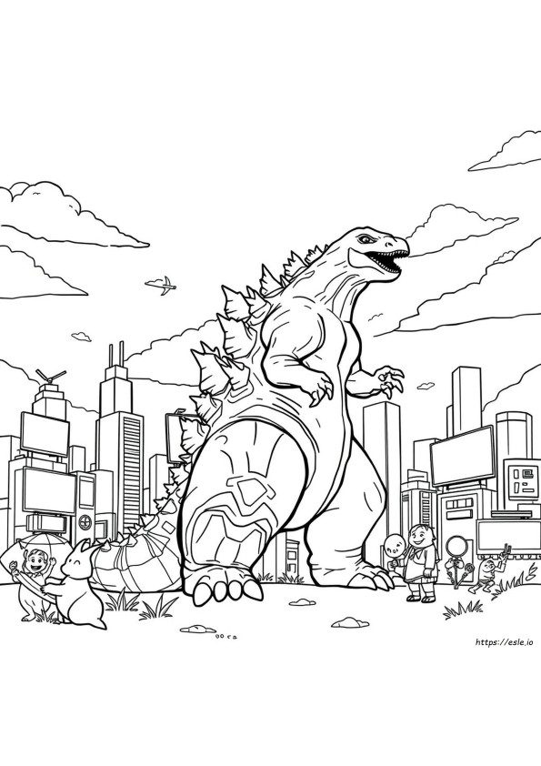 Gambar Mewarnai Godzilla