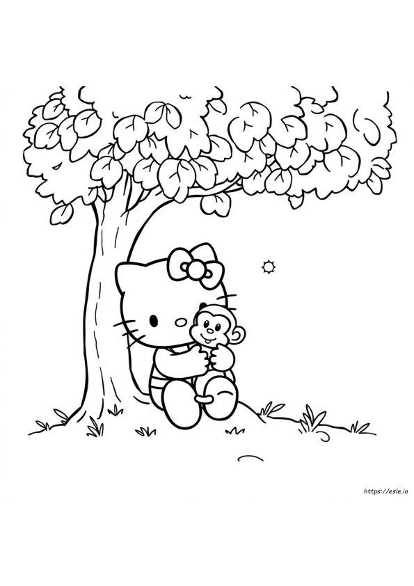 Hello Kitty Monkey Coloring Page