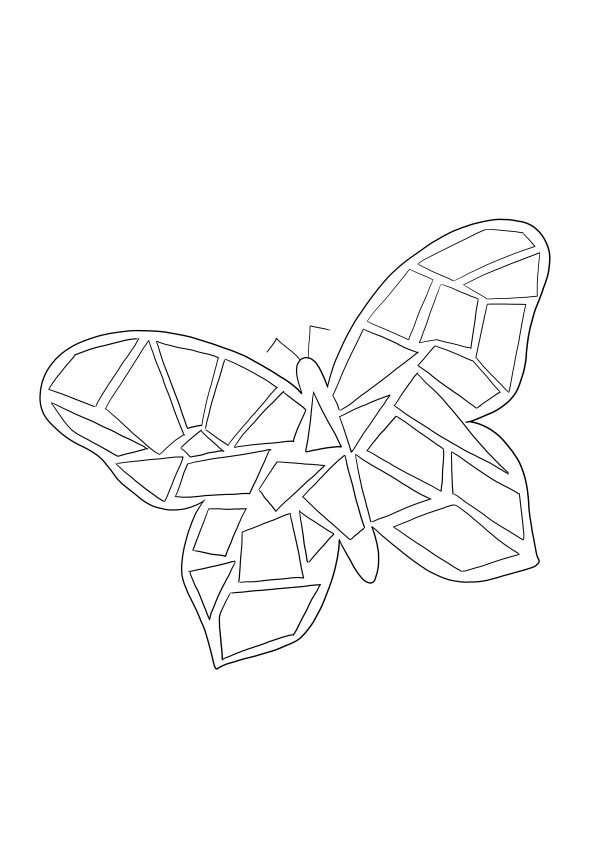 Fluture mozaic ușor de imprimat sau descărcat și pagina colorată