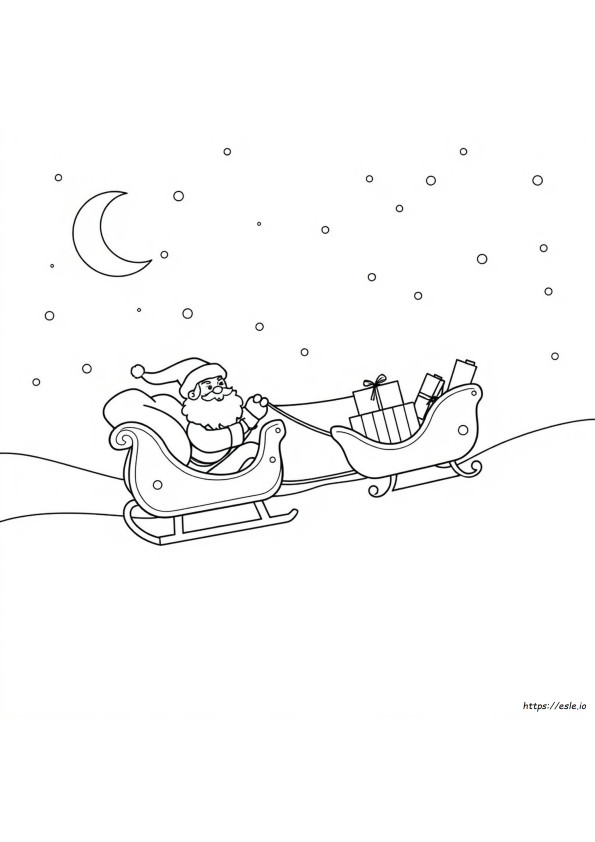 Santa And Sleigh Colouring Pages