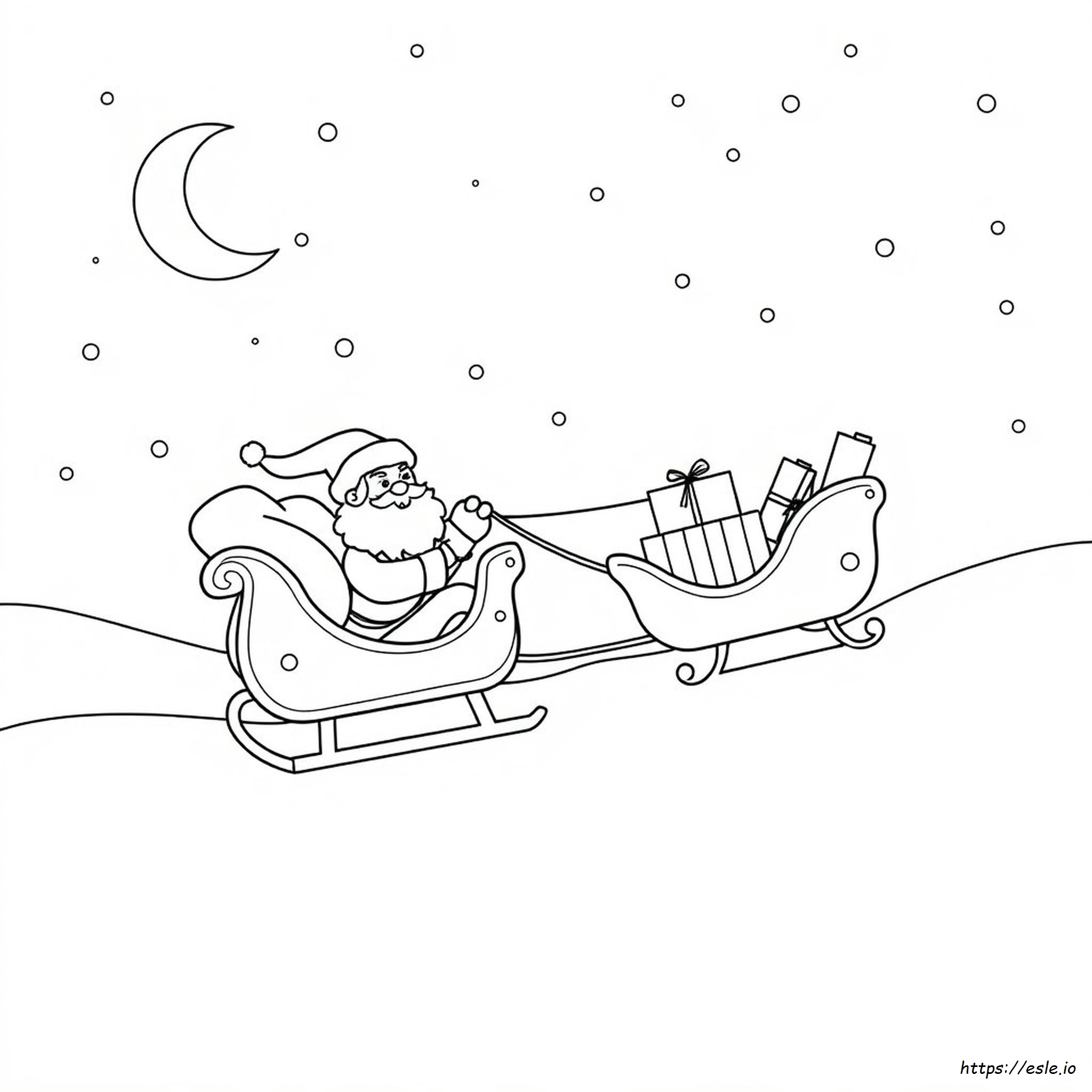 Santa And Sleigh Colouring Pages