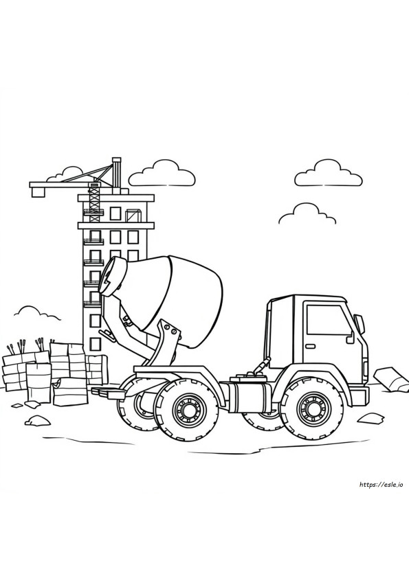 Betonmixer Kleurplaat