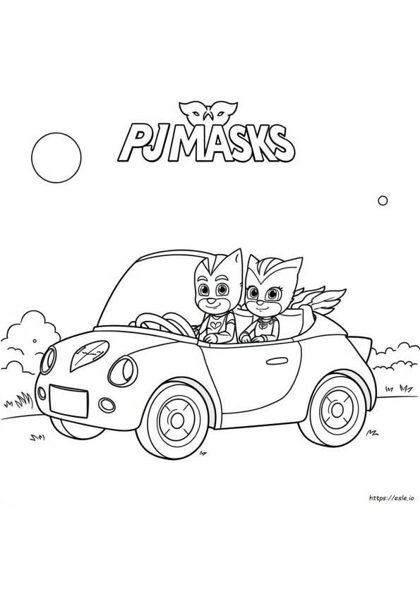 Mașina-Pisică Pj Masks De Colorat