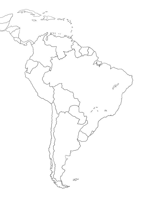 Kaart van Zuid-Amerika freebie om in te kleuren of te bewaren voor later