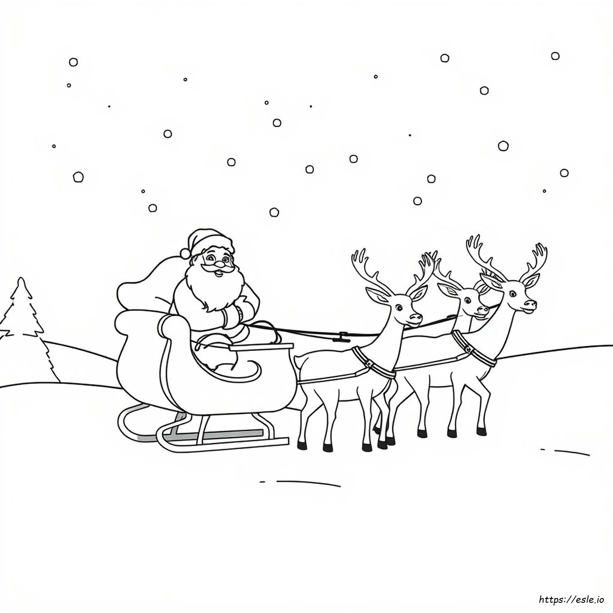 Coloriage Renne Et Père Noël Facile