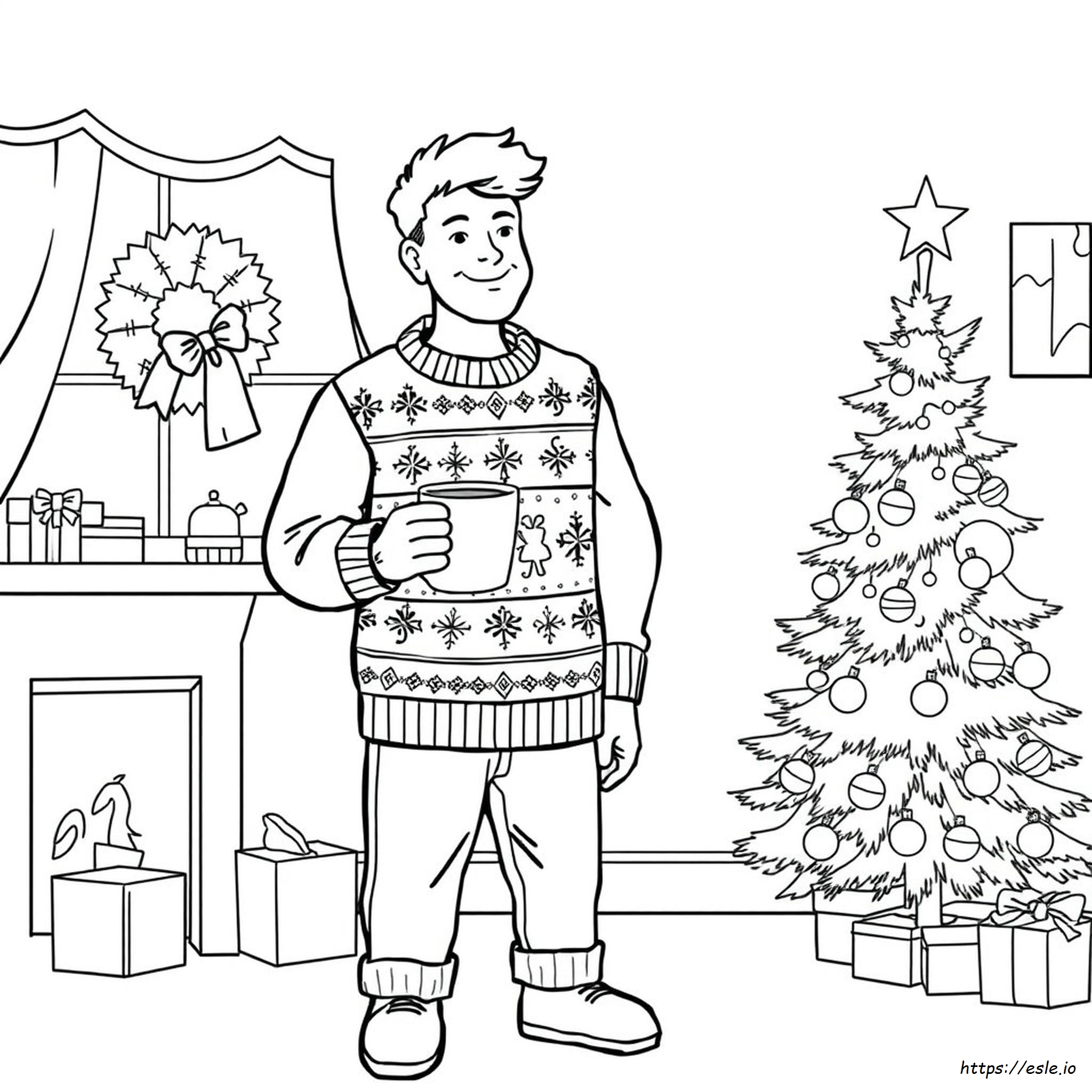 Ugly Christmas Sweater Coloring Page Free