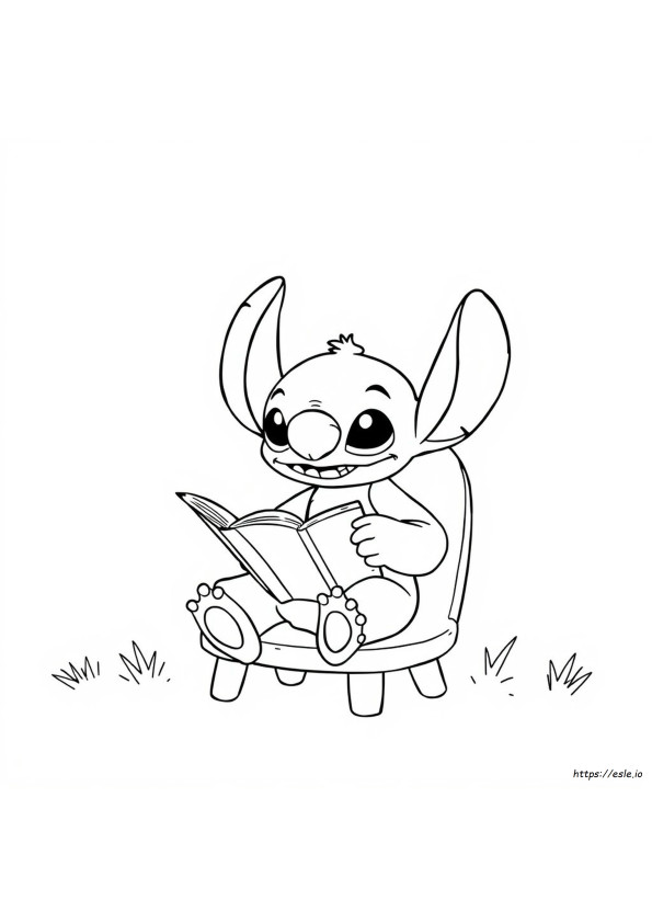 Stitch Leyendo Un Libro Para Colorear