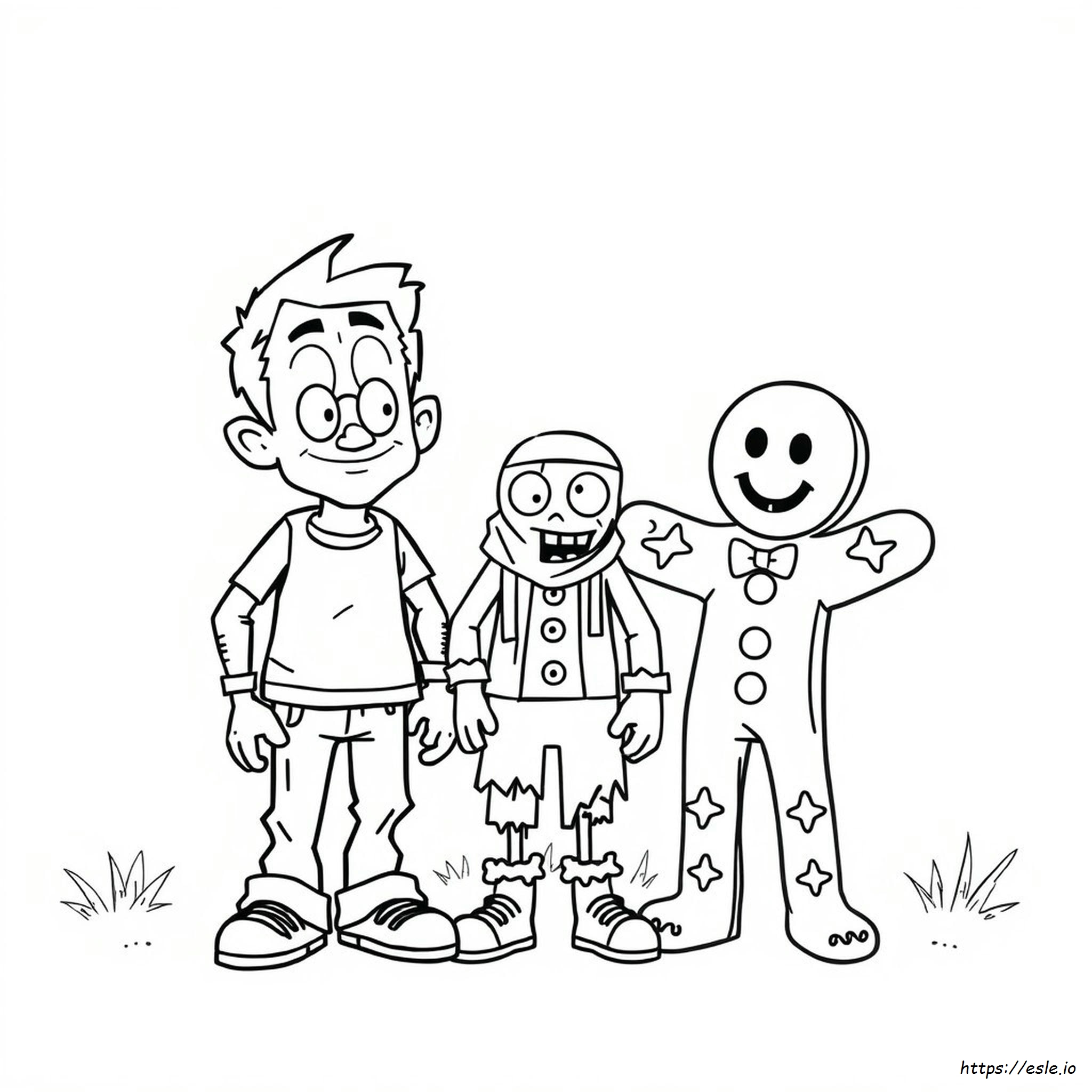 Cartoon Man Coloring Page Zombie Gingerbread Drunk Gingerbread Man Drawing