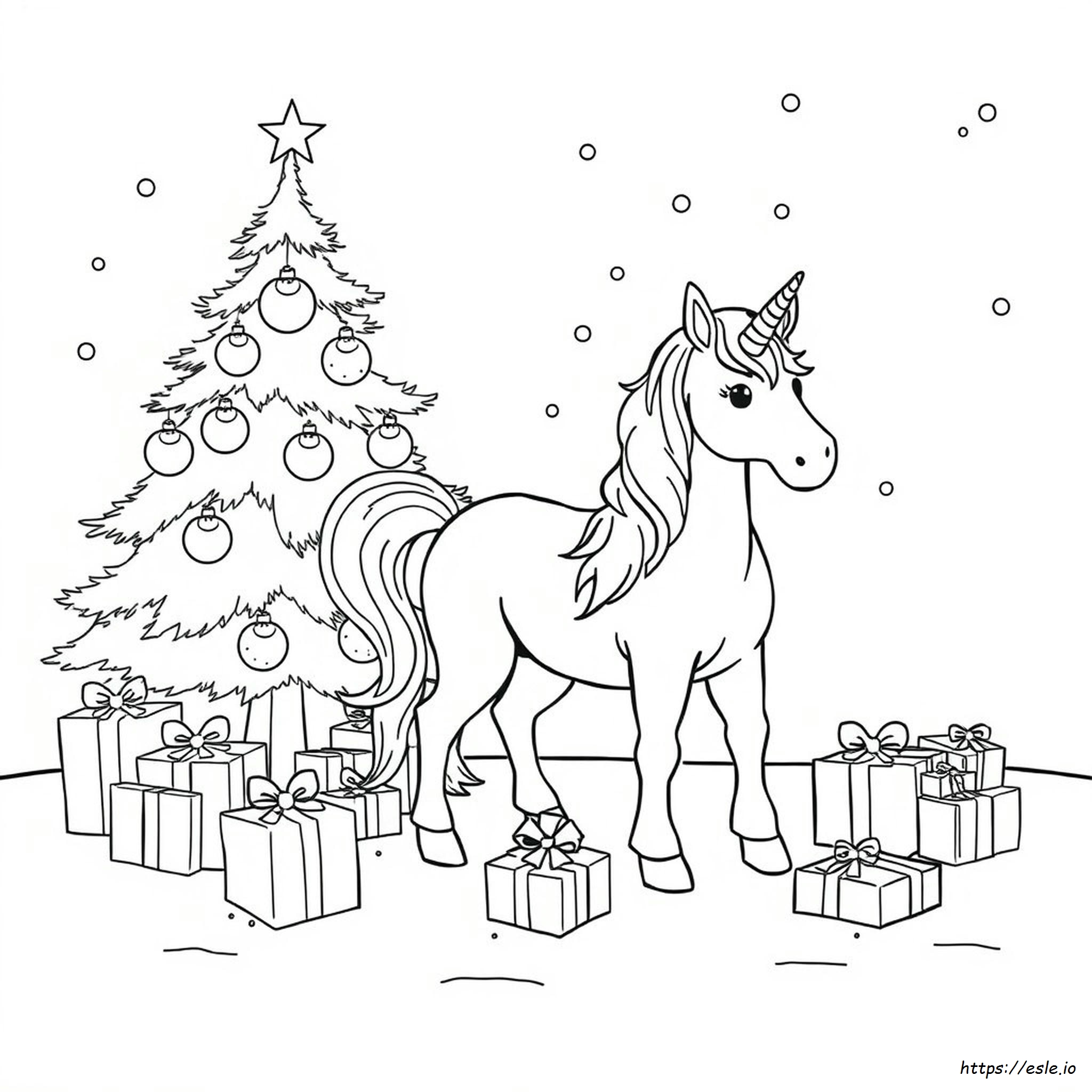 Unicornio De Navidad Hojas Para Colorear