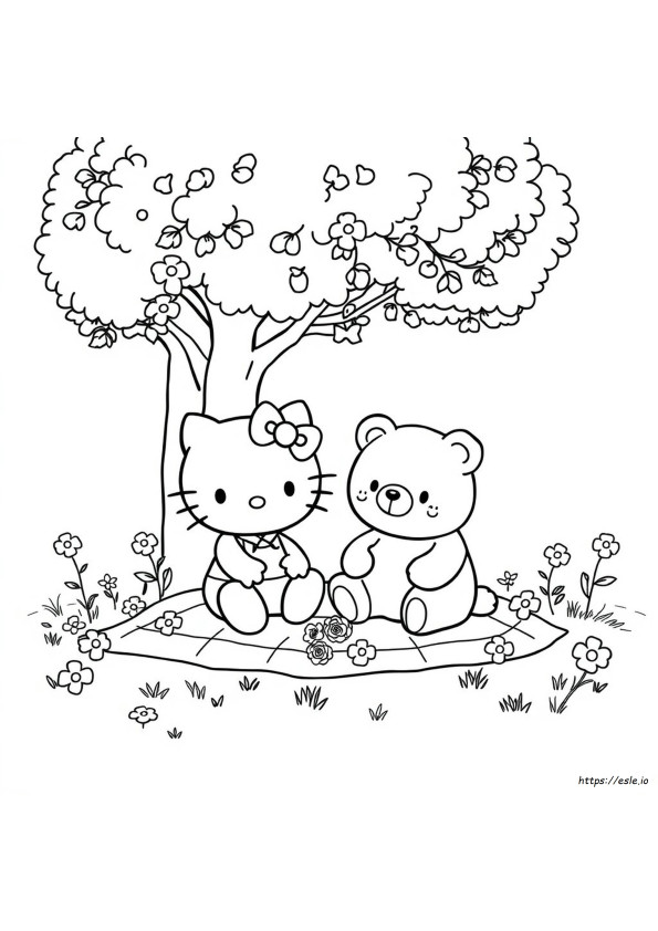 Hello Kitty Bear Coloring Page