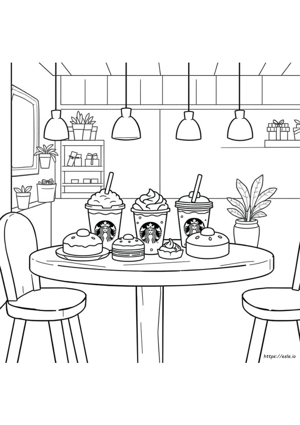 Kawaii Starbucks Ételek Aranyos Szinező Oldalak