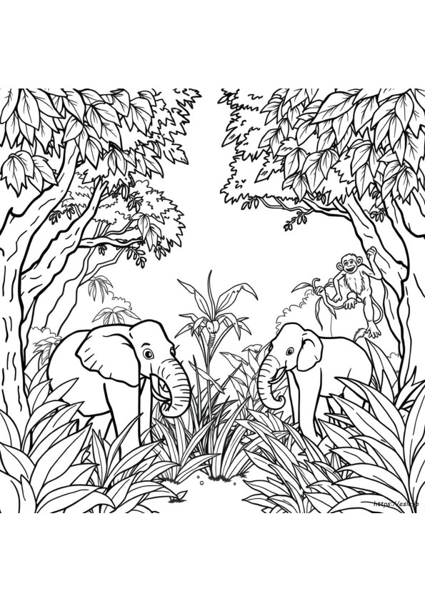 Jungle Dieren Kleurplaat
