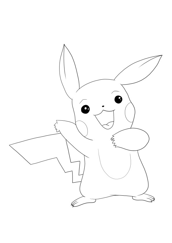 Pokémon GO'dan Pikachu ücretsiz indirme veya daha sonra renklendirmeye hazır sayfa için kaydetme
