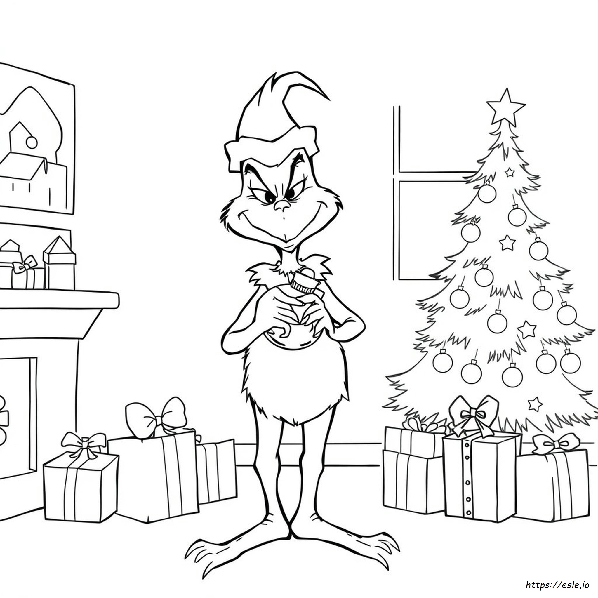 Coloriage Le Grinch Tenant Une Boule De Noël