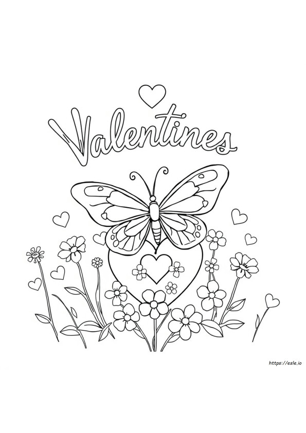 Valentine Butterfly Coloring Pages