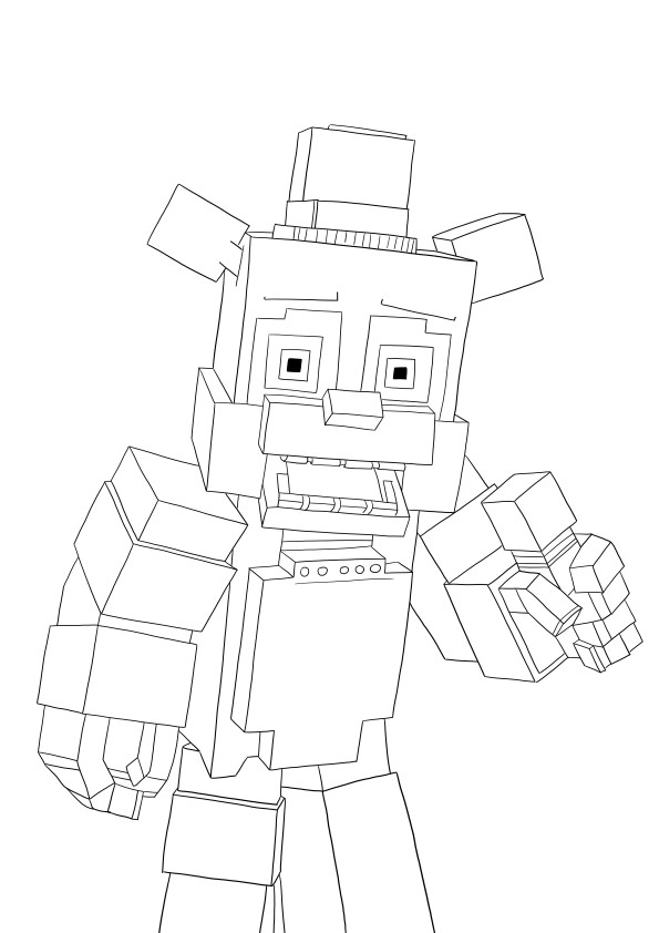Our freebie of Freddy from the Minecraft game is to be colored