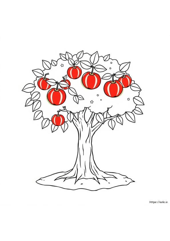 Árbol Con Manzanas Para Colorear