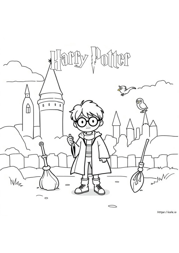 Cartoon Easy Simple Harry Potter Coloring Pages