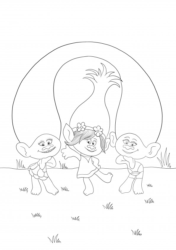 Poppy with Satin & Chenille from Trolls are waiting to be printed and colored for free