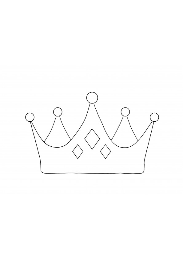 Princess korona egyszerű színező kép a motoros készségek gyakorlására ingyenesen nyomtatható
