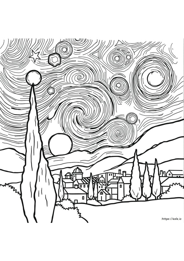 Simple Van Gogh Coloring Pages