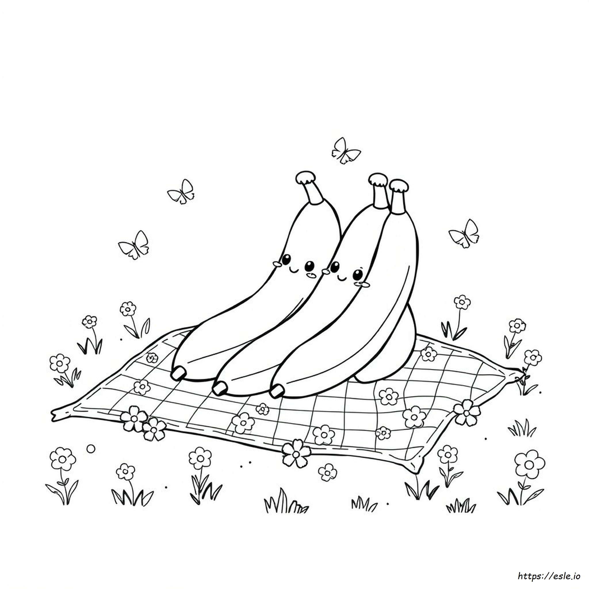 Kawaii Banana Coloring Page