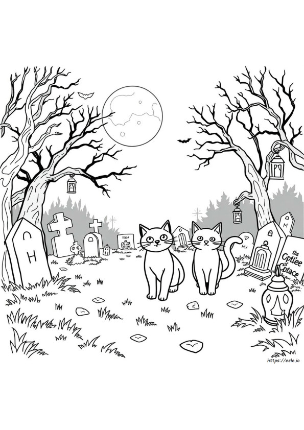 Disegni Da Colorare: Gatti Di Halloween