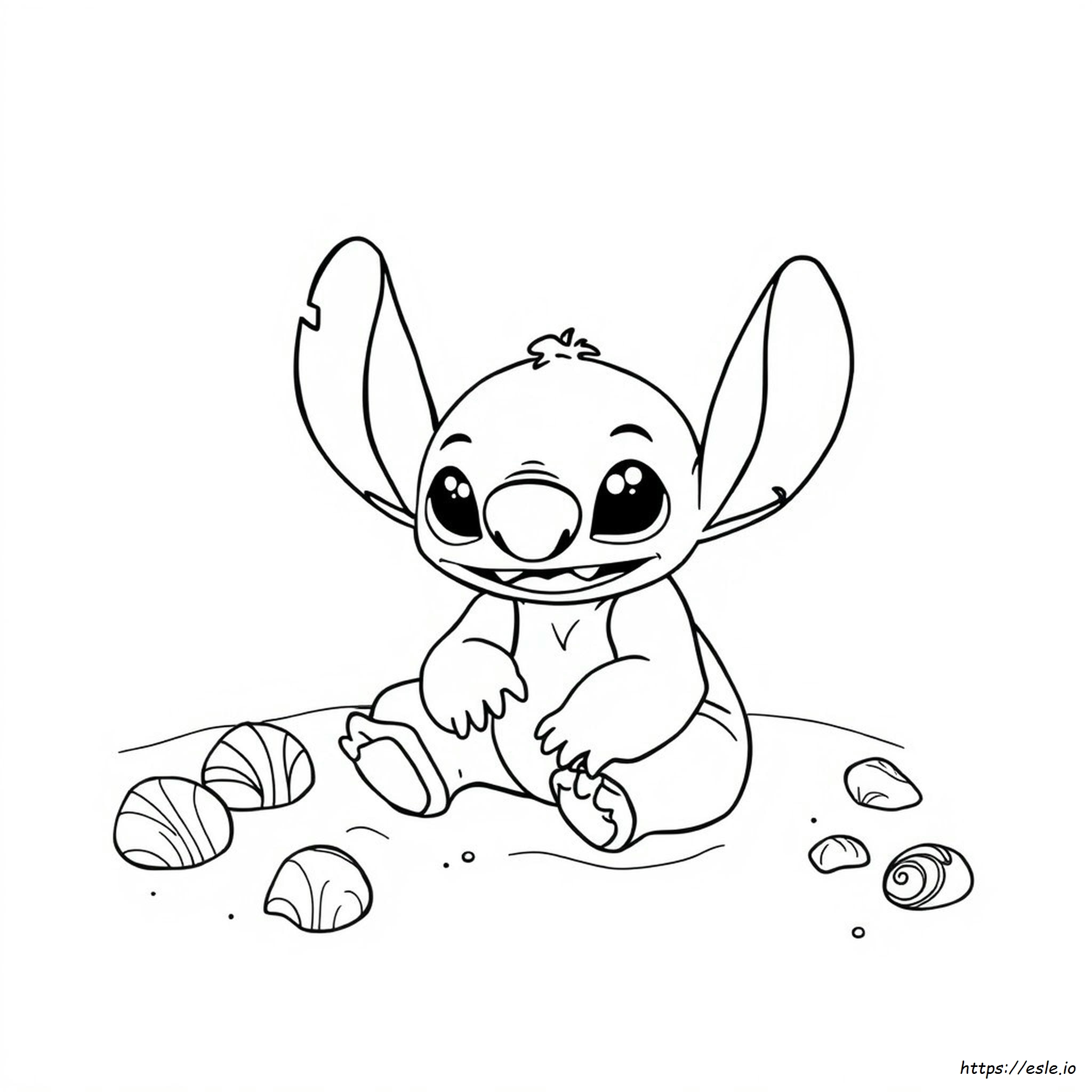 Halaman Mewarnai Stitch Musim Panas