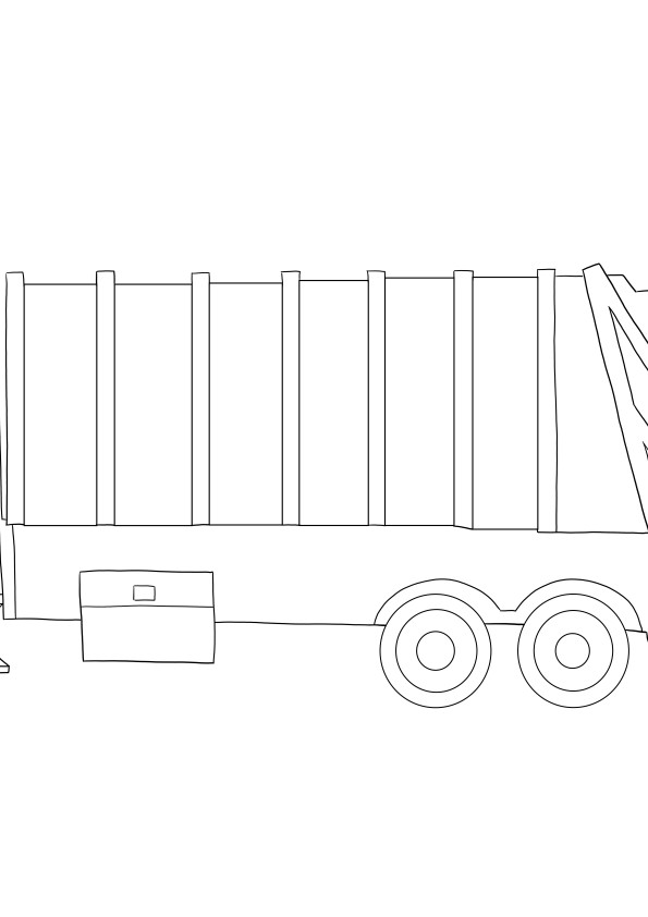 Imagen para colorear gratis de un enorme camion de basura para descargar o imprimir